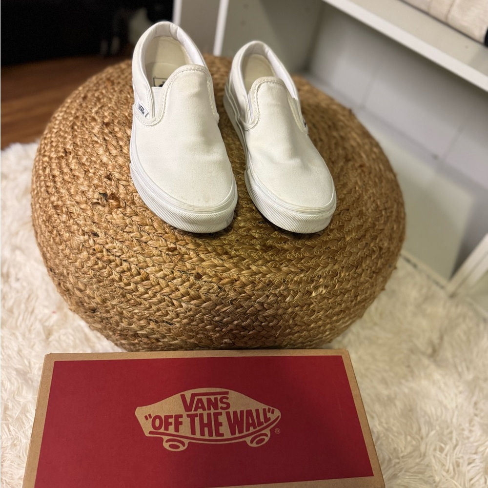 Vans Kids Classic White Slip-On Sneakers